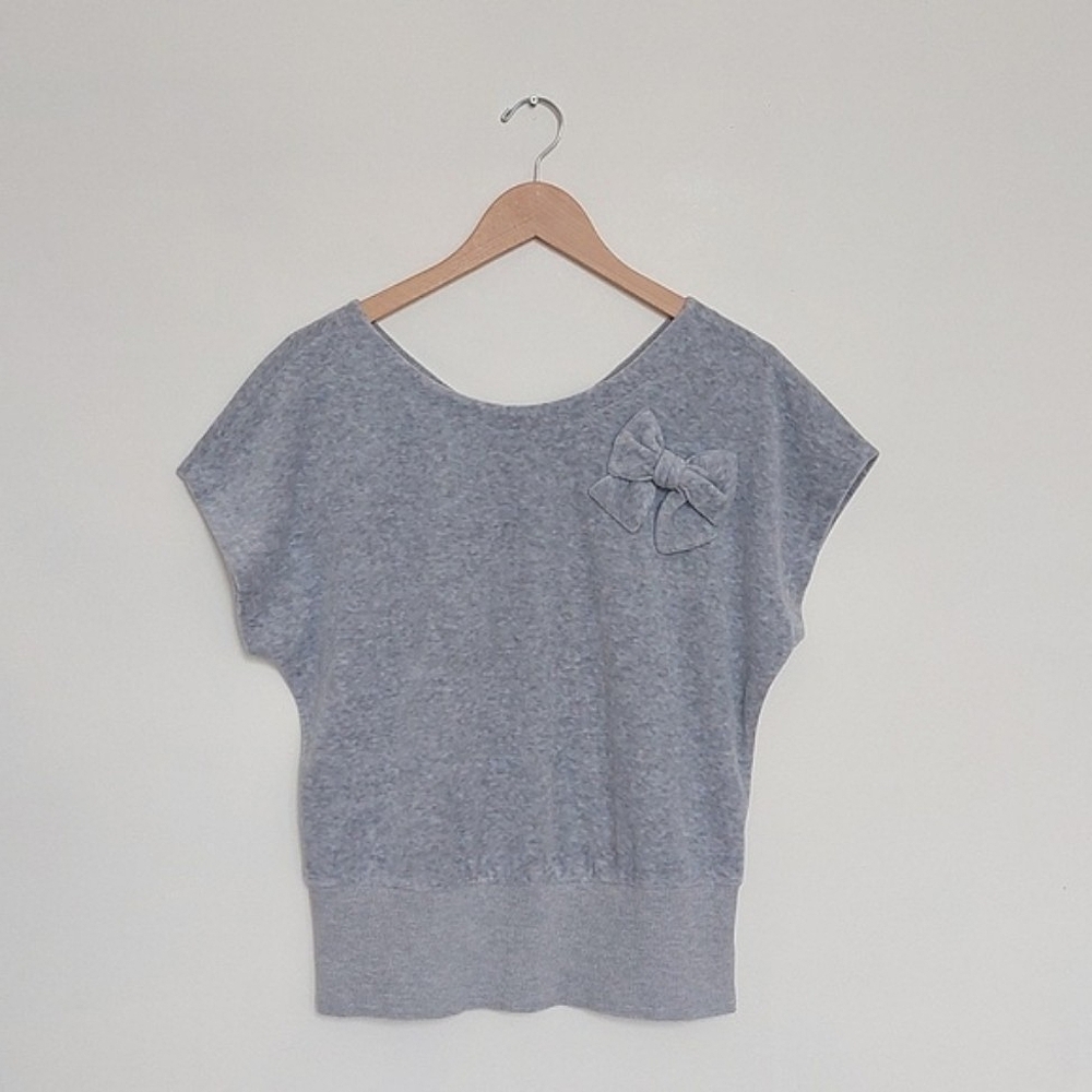 Juicy couture 90s y2k velvet bow short sleeve top